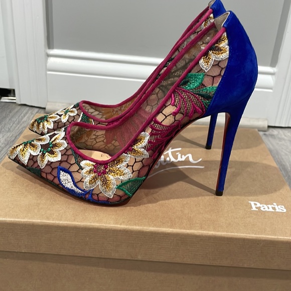 Christian Louboutin Follies Lace 100 Flora Pumps Size 38 - Picture 4 of 8